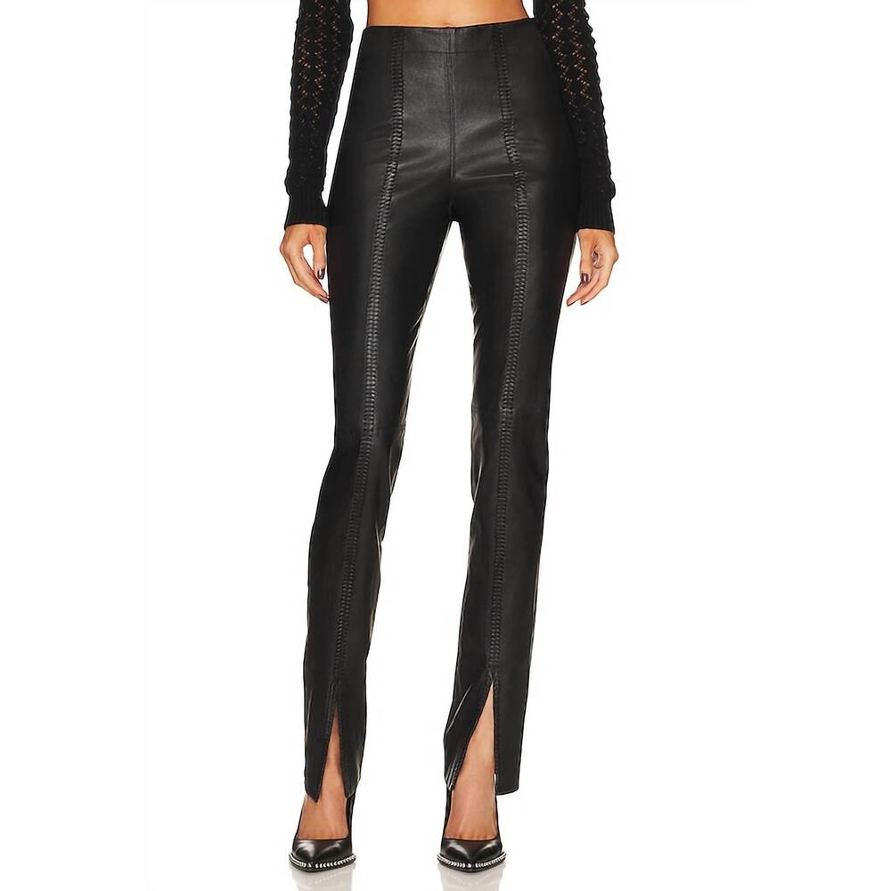 NEW RTA kaimi braided leather pant in black